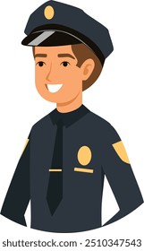 Retrato de desenho animado do policial. Personagem de guarda de escritório de polícia