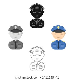 Policeman cartoon,black icon. Illustration for web and mobile design.