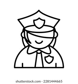 policeman character cartoon line icon isolated