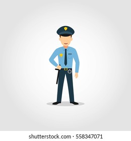 Policeman Character Design Vector. Flat Style Design