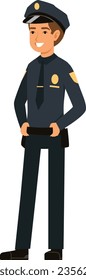 Policeman character. Patrol officer. Cartoon male sheriff