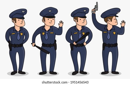 Policeman-Zeichensatz. Unterschiedliche Posen.