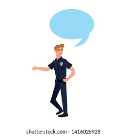 policeman character speech bubble icon vector illustration