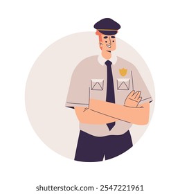 Policeman Character in Uniform with Tie Vector Illustration