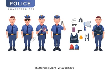 Policeman charcter set, police collection concept