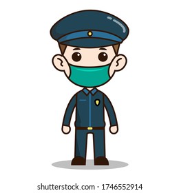 policeman chibi character design with mask