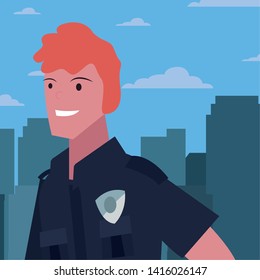policeman city street icon vector ilustrate