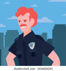 policeman city street icon vector ilustrate