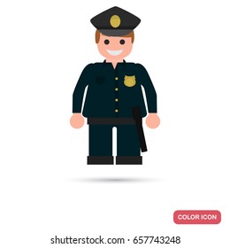 Policeman color flat icon for web and mobile design