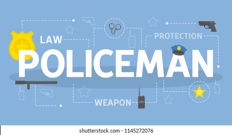 Policeman concept. Police officer occupation. Law and justice. Flat vector illustration