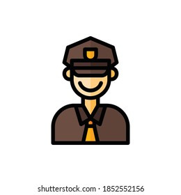 Policeman, Cop, Officer Icon Logo Illustration Vector Isolated. Avatar, Character, and Profession Icon-Set. Suitable for Web Design, Logo, App, and UI. Editable Stroke and Pixel Perfect. EPS 10.