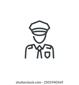 Policeman cop officer police sheriff icon, vector illustration