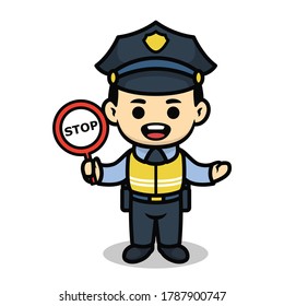 Policeman, cute cartoon character design.