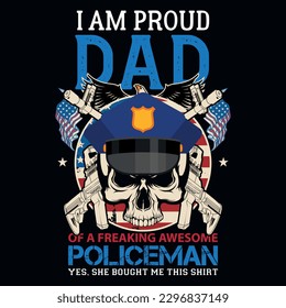 Policeman dad graphics tshirt design vector design 