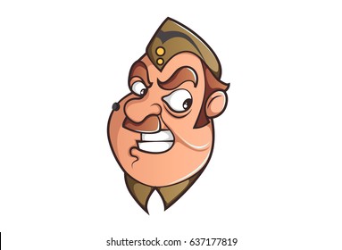 Policeman Disgusted. Vector Illustration. Isolated on white background.