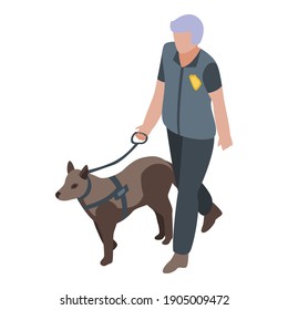 Policeman with dog icon. Isometric of policeman with dog vector icon for web design isolated on white background