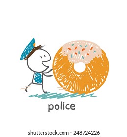 policeman with donut illustration