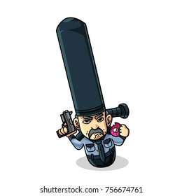 Policeman with a Donut vector Illustration