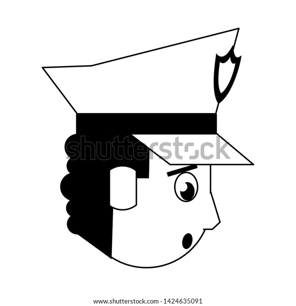  policeman face avatar\
profile picture size view cartoon character vector illustration\
graphic design