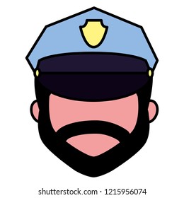 policeman face on white background