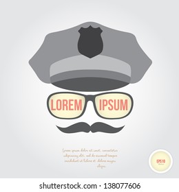 Policeman face in retro style