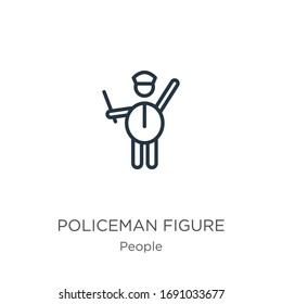 Policeman figure icon. Thin linear policeman figure outline icon isolated on white background from people collection. Line vector sign, symbol for web and mobile