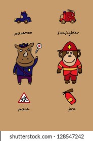 	 policeman & firefighter