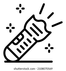 Policeman flashlight icon. Outline policeman flashlight vector icon for web design isolated on white background