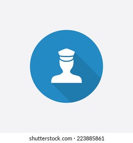 policeman Flat Blue Simple Icon with long shadow, isolated on white background  
