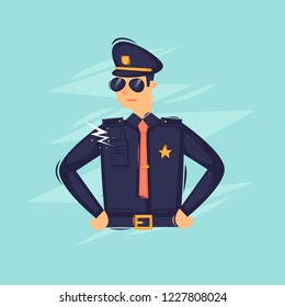 Policeman. Flat design vector illustration.