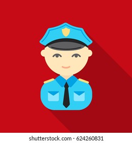 Policeman flat icon. Illustration for web and mobile design.