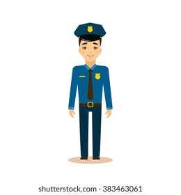 Policeman Flat Vector Illustration. Career choice concept
