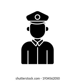 Policeman glyph icon. Law enforcement. Thin line contour symbols. Isolated vector outline illustrations