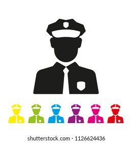 Policeman glyph icon vector. Law enforcement and criminal justice symbol.