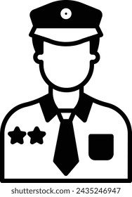 Policeman glyph and line vector illustration