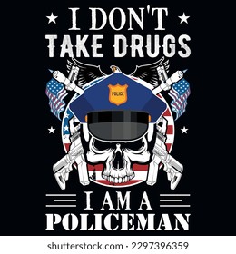 Policeman graphics tshirt design vector and 