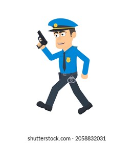 Un policía con un arma, ilustración vectorial