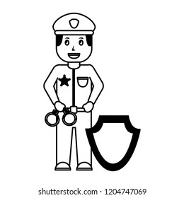 policeman with handcuffs shield insignia