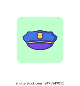 Policeman hat line icon. Cap, head cover, badge. Justice concept. Can be used for topics like law enforcement, police staff, uniform