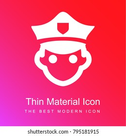 Policeman head red and pink gradient material white icon minimal design