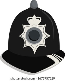 Policeman helmet, illustration, vector on white background.