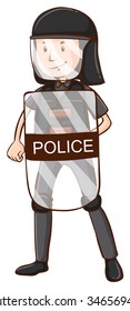 Policeman with helmet and shield illustration