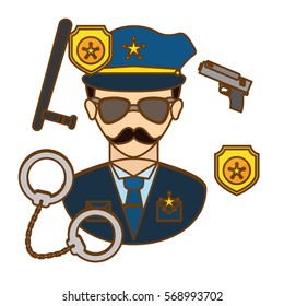 policeman with his tools icon image, vctor illustration