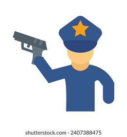 Un Policía Con Un Icono De Vector De Armas Para Uso Personal Y Comercial.
