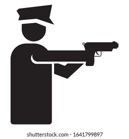 Policeman holding handgun side view concept, Law enforcment and Cop Avatar on White background,  Person holding revolver vector icon design