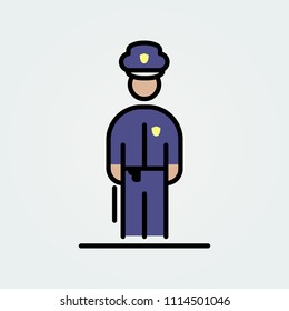 Policeman icon avatar simple flat style illustration.