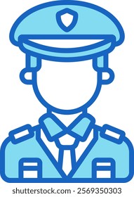 Policeman Icon Blue Vector Illustration