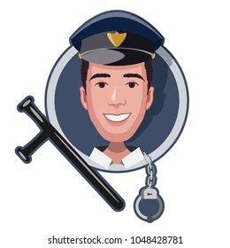 policeman icon cartoon character flat design. sign cop vector illustration