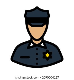 Icono de policía. Contorno de negrita editable con diseño de relleno de color. Ilustración vectorial.
