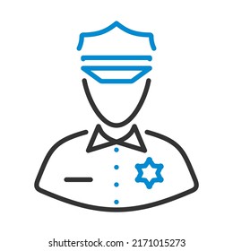 Icono de policía. Contorno de negrita editable con diseño de relleno de color. Ilustración vectorial.